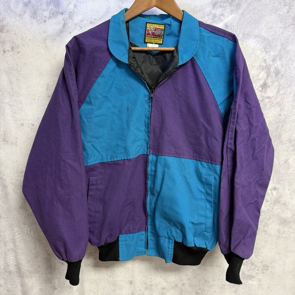 Vintage Bee Wild Jacket Mens Small Blue/Purple Color Block Western Canvas USA